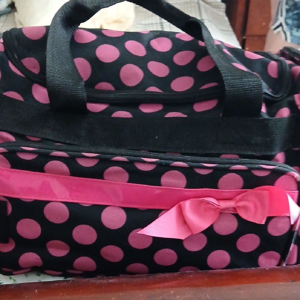 Polka Dot Women's Bag with Pink Accents